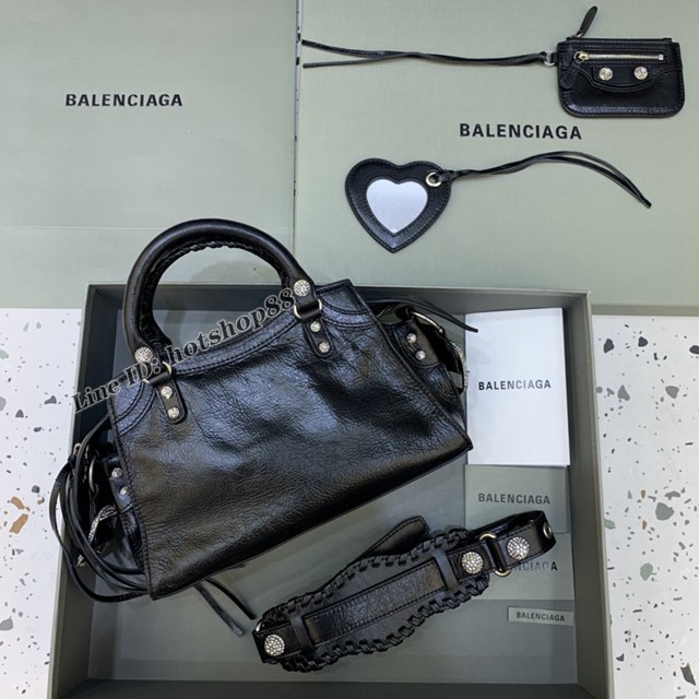 Balenciaga專櫃爆款油蠟黑帶鑽手提女包 638515 巴黎世家Neo cagole機車包 fyj2002